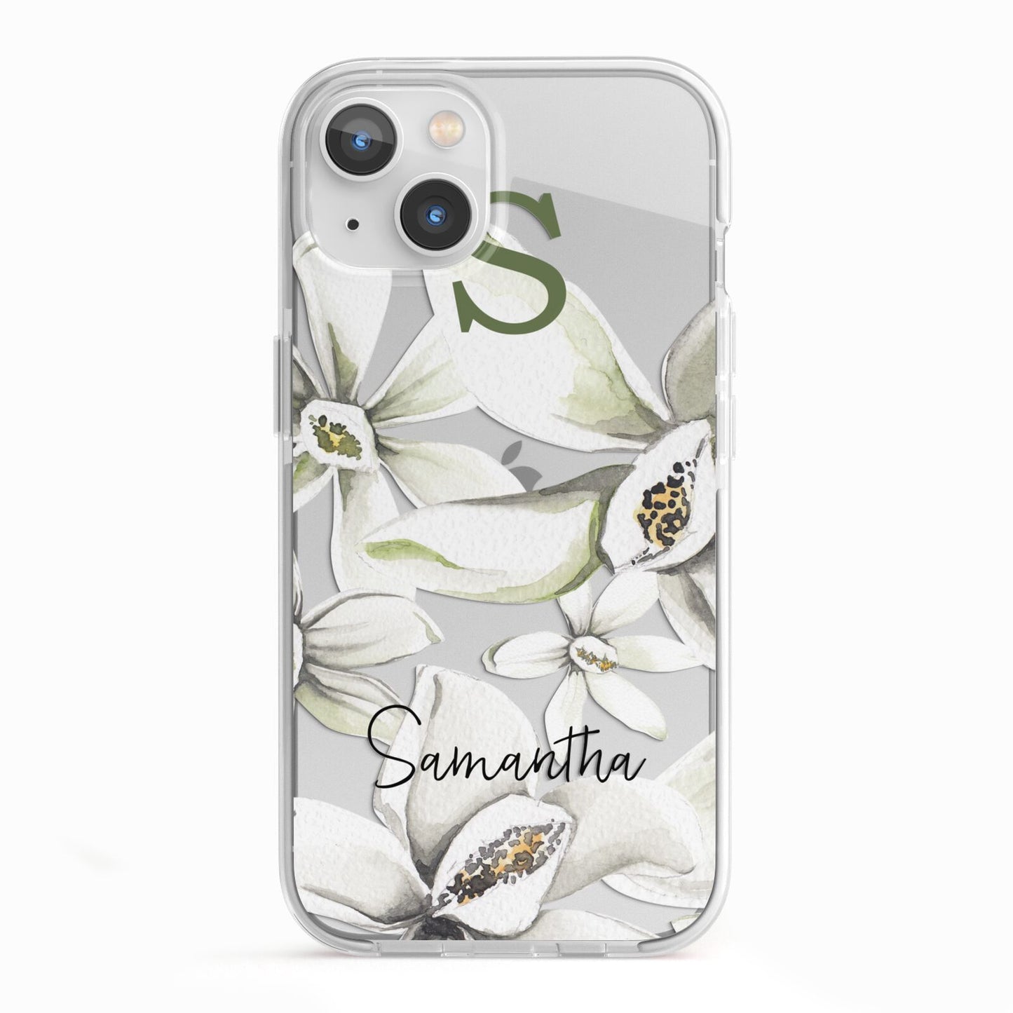 Personalised Orange Blossom iPhone 13 TPU Impact Case with White Edges