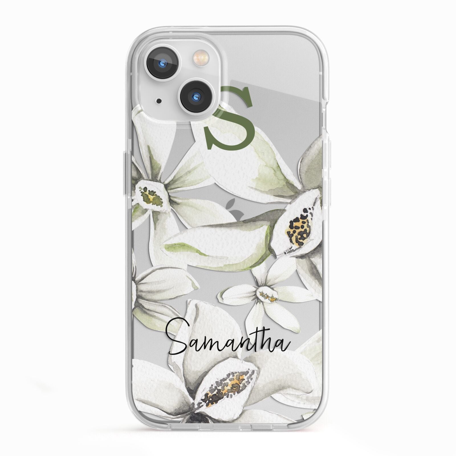 Personalised Orange Blossom iPhone 13 TPU Impact Case with White Edges
