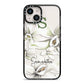 Personalised Orange Blossom iPhone 14 Black Impact Case on Silver phone