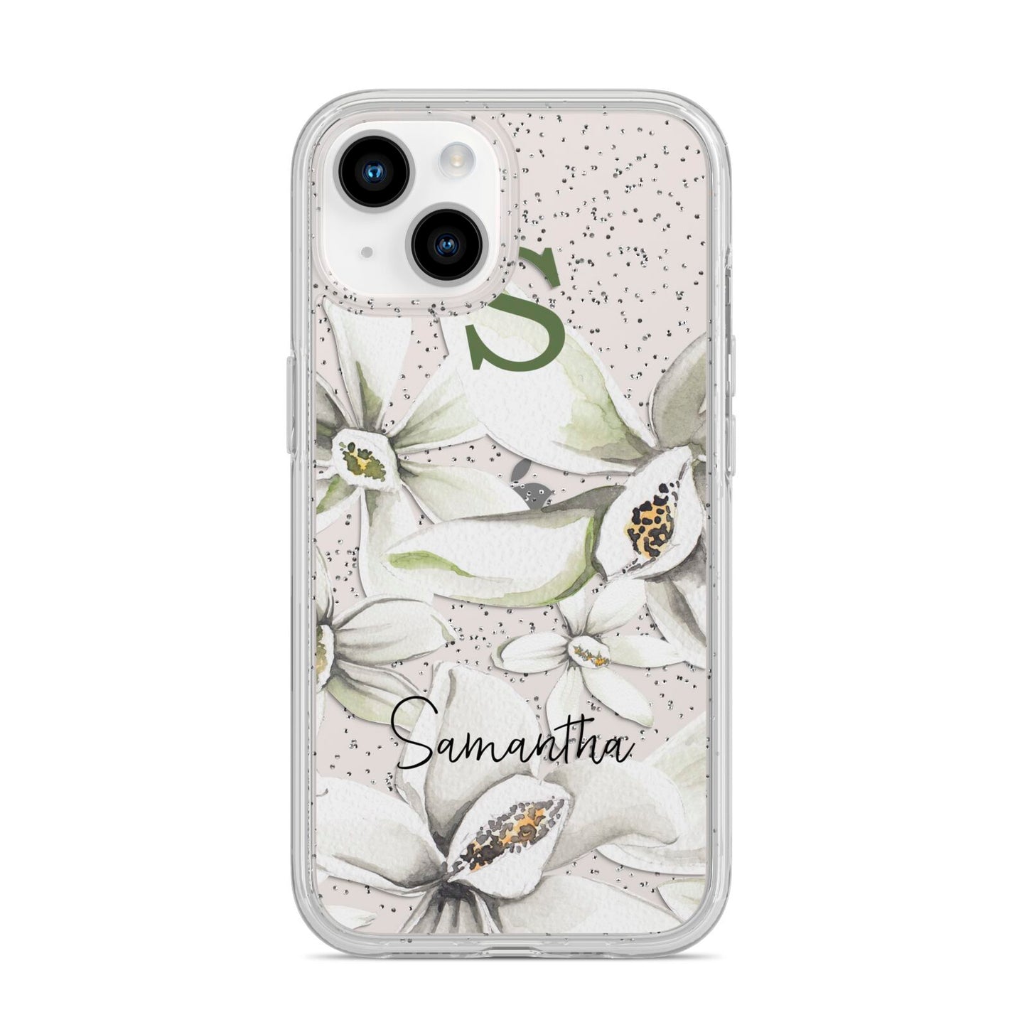 Personalised Orange Blossom iPhone 14 Glitter Tough Case Starlight