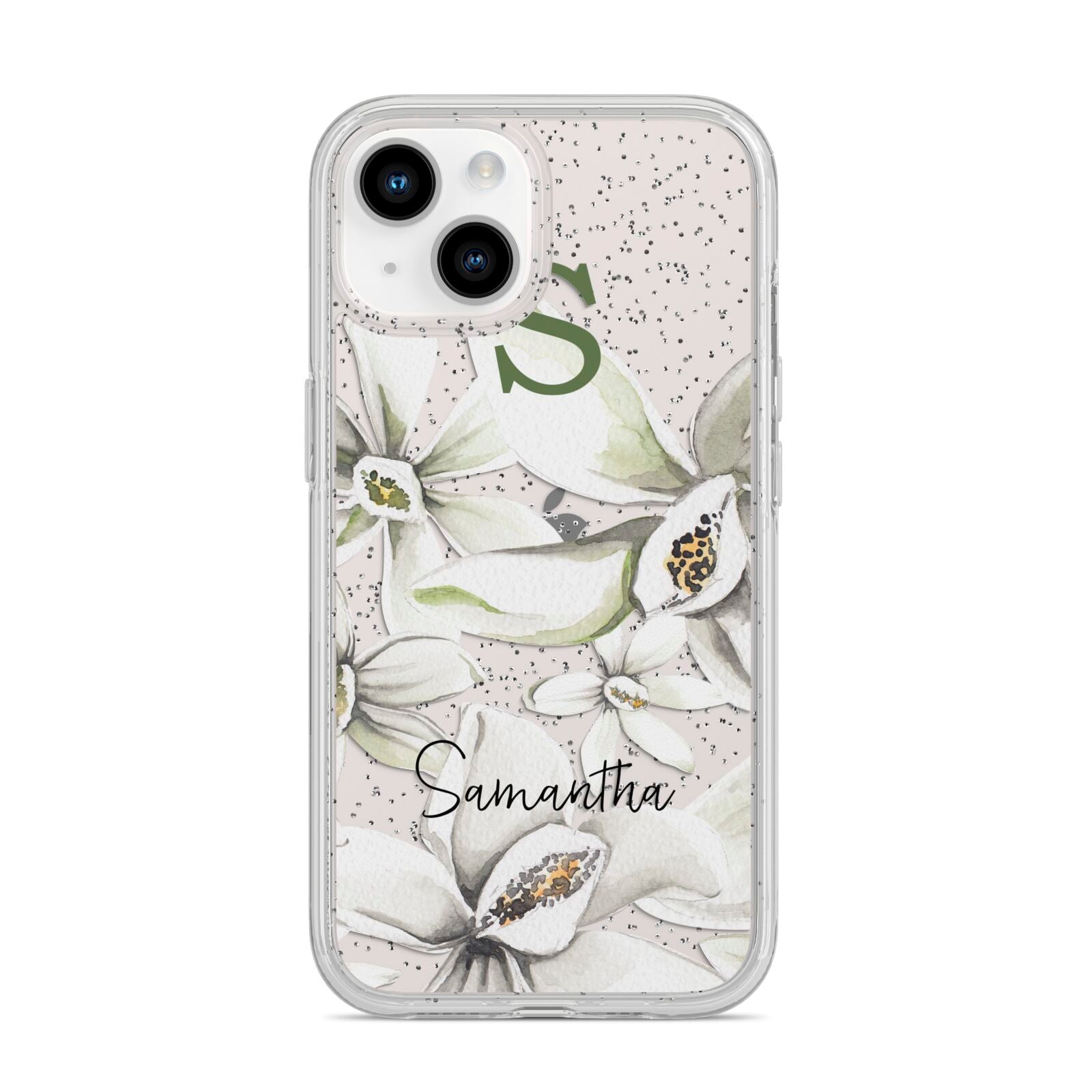 Personalised Orange Blossom iPhone 14 Glitter Tough Case Starlight