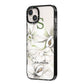 Personalised Orange Blossom iPhone 14 Plus Black Impact Case Side Angle on Silver phone