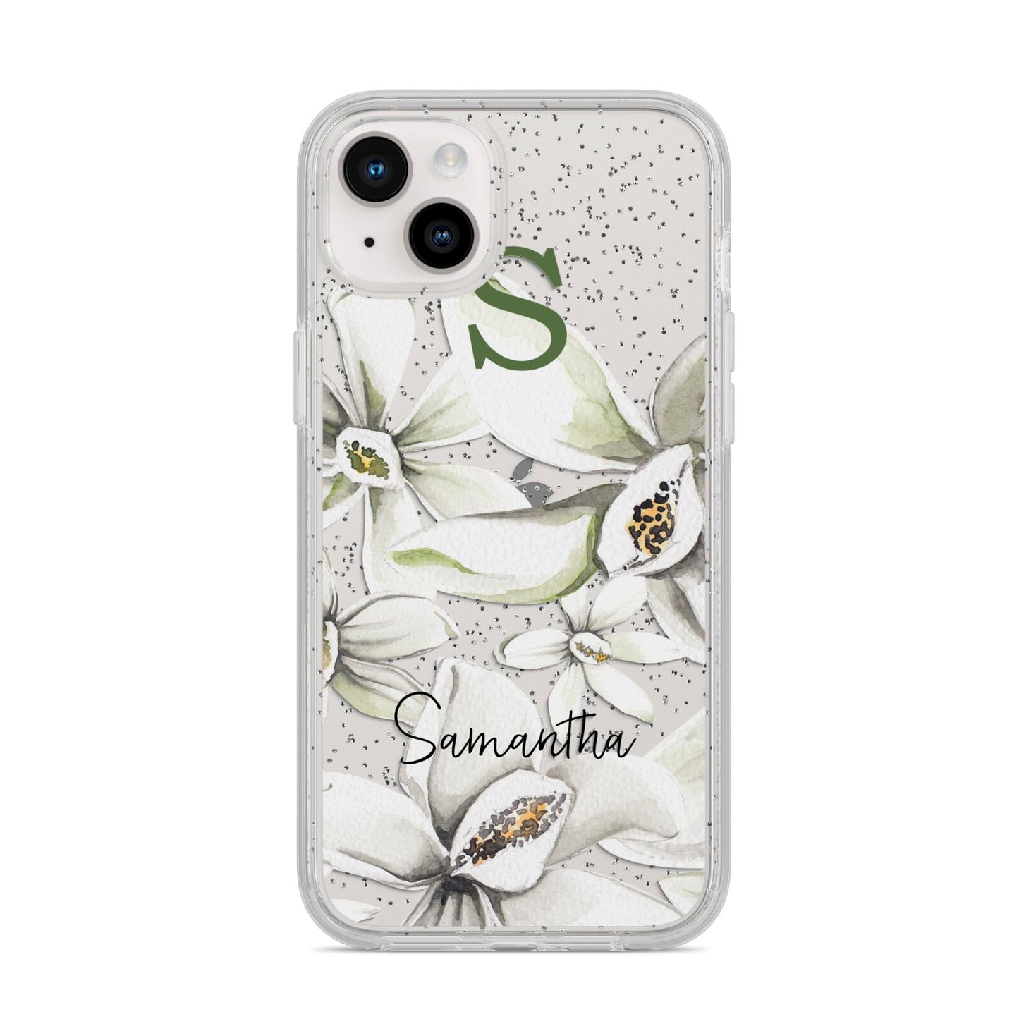 Personalised Orange Blossom iPhone 14 Plus Glitter Tough Case Starlight