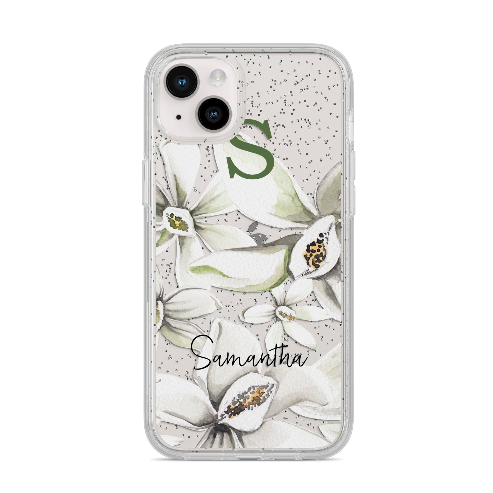Personalised Orange Blossom iPhone 14 Plus Glitter Tough Case Starlight