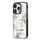 Personalised Orange Blossom iPhone 14 Pro Black Impact Case Side Angle on Silver phone