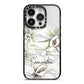 Personalised Orange Blossom iPhone 14 Pro Black Impact Case on Silver phone