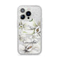Personalised Orange Blossom iPhone 14 Pro Glitter Tough Case Silver