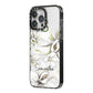 Personalised Orange Blossom iPhone 14 Pro Max Black Impact Case Side Angle on Silver phone