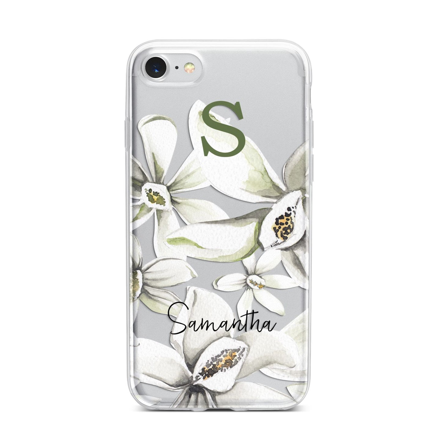 Personalised Orange Blossom iPhone 7 Bumper Case on Silver iPhone