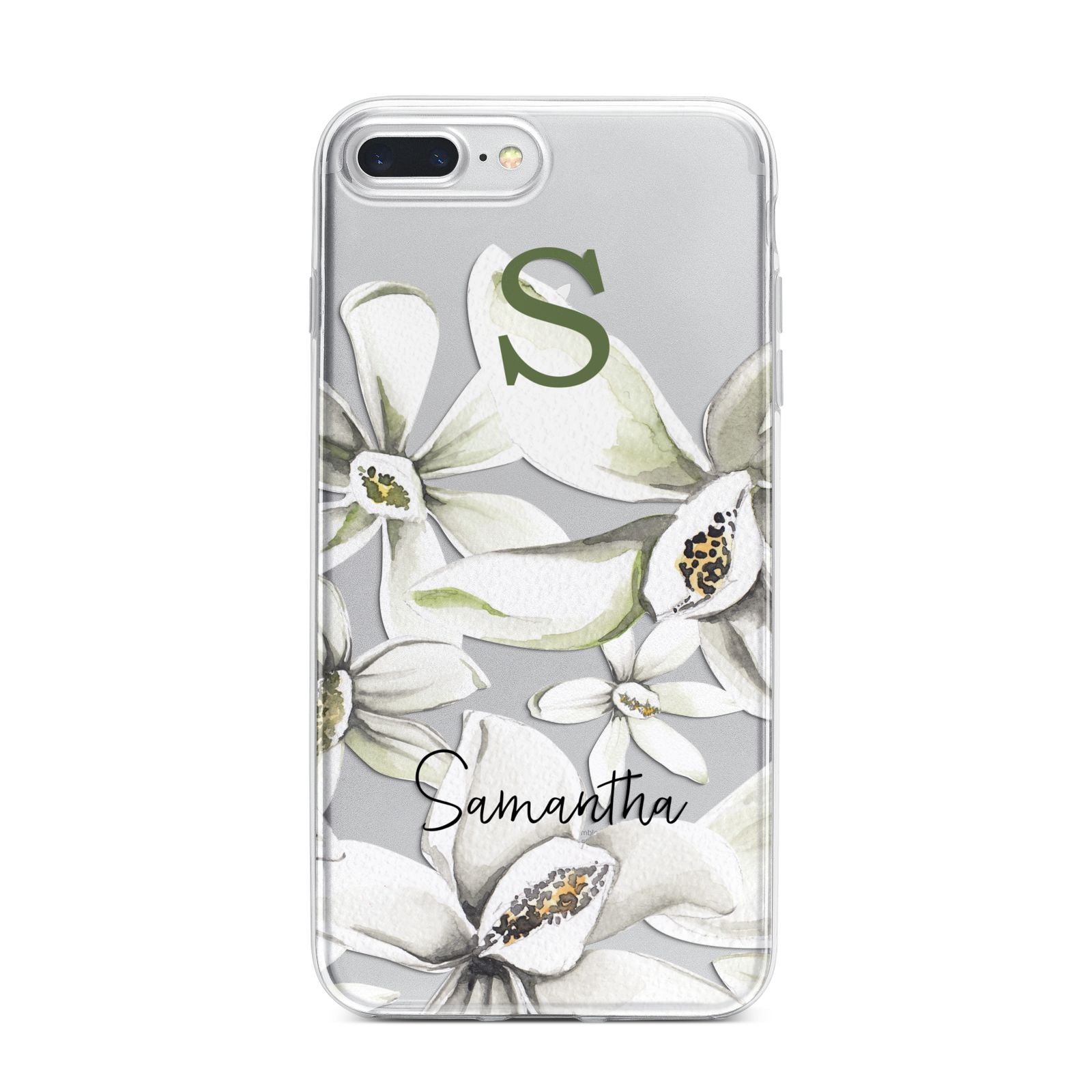 Personalised Orange Blossom iPhone 7 Plus Bumper Case on Silver iPhone
