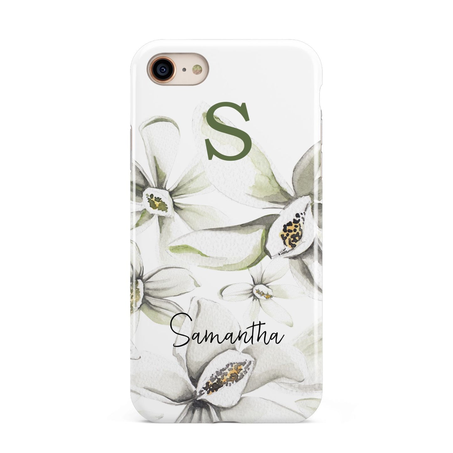Personalised Orange Blossom iPhone 8 3D Tough Case on Gold Phone