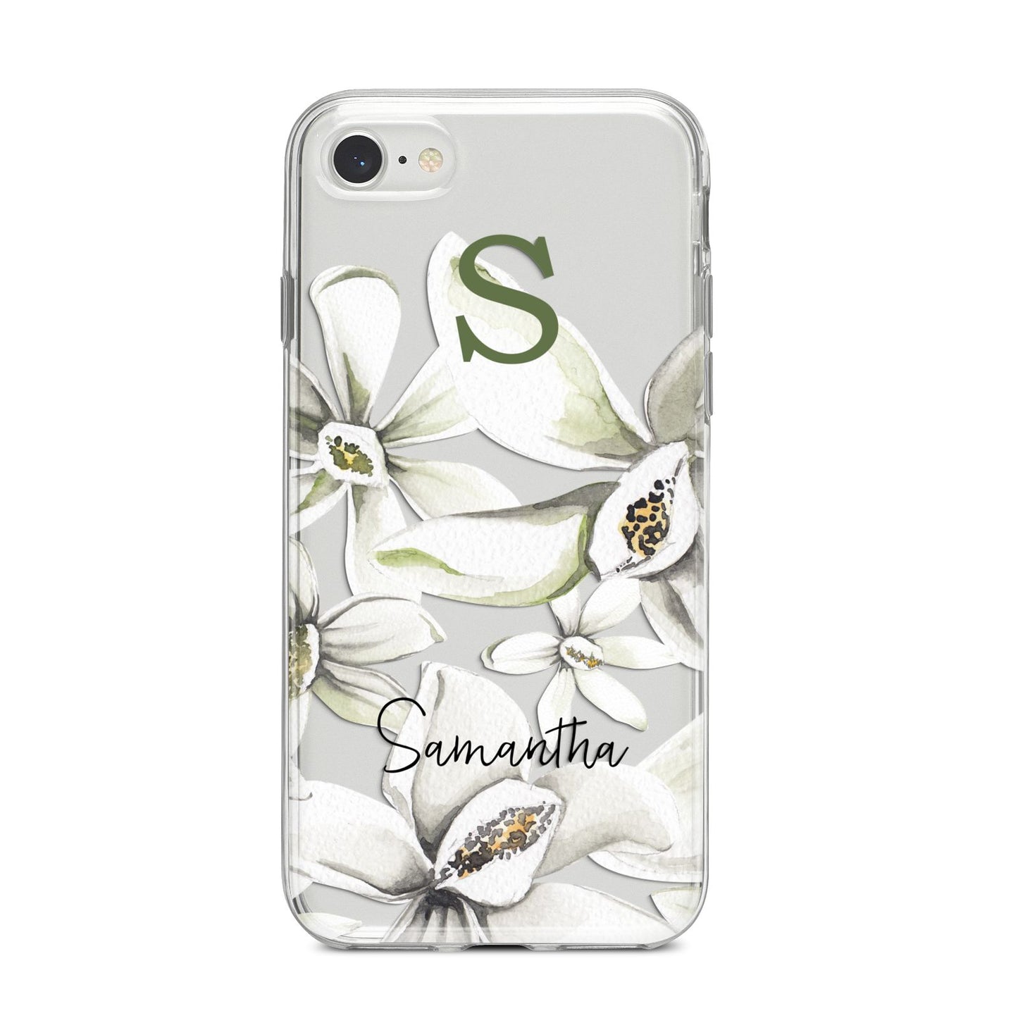 Personalised Orange Blossom iPhone 8 Bumper Case on Silver iPhone