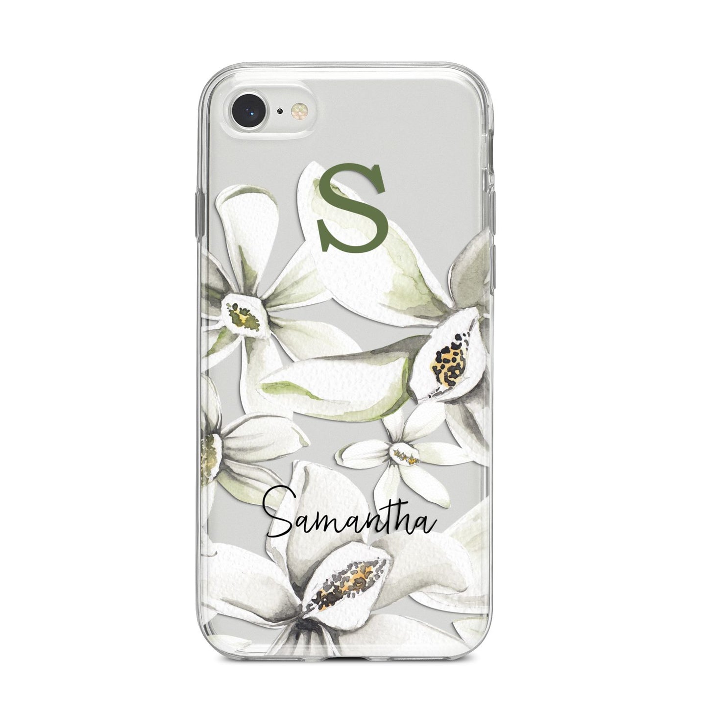 Personalised Orange Blossom iPhone 8 Bumper Case on Silver iPhone