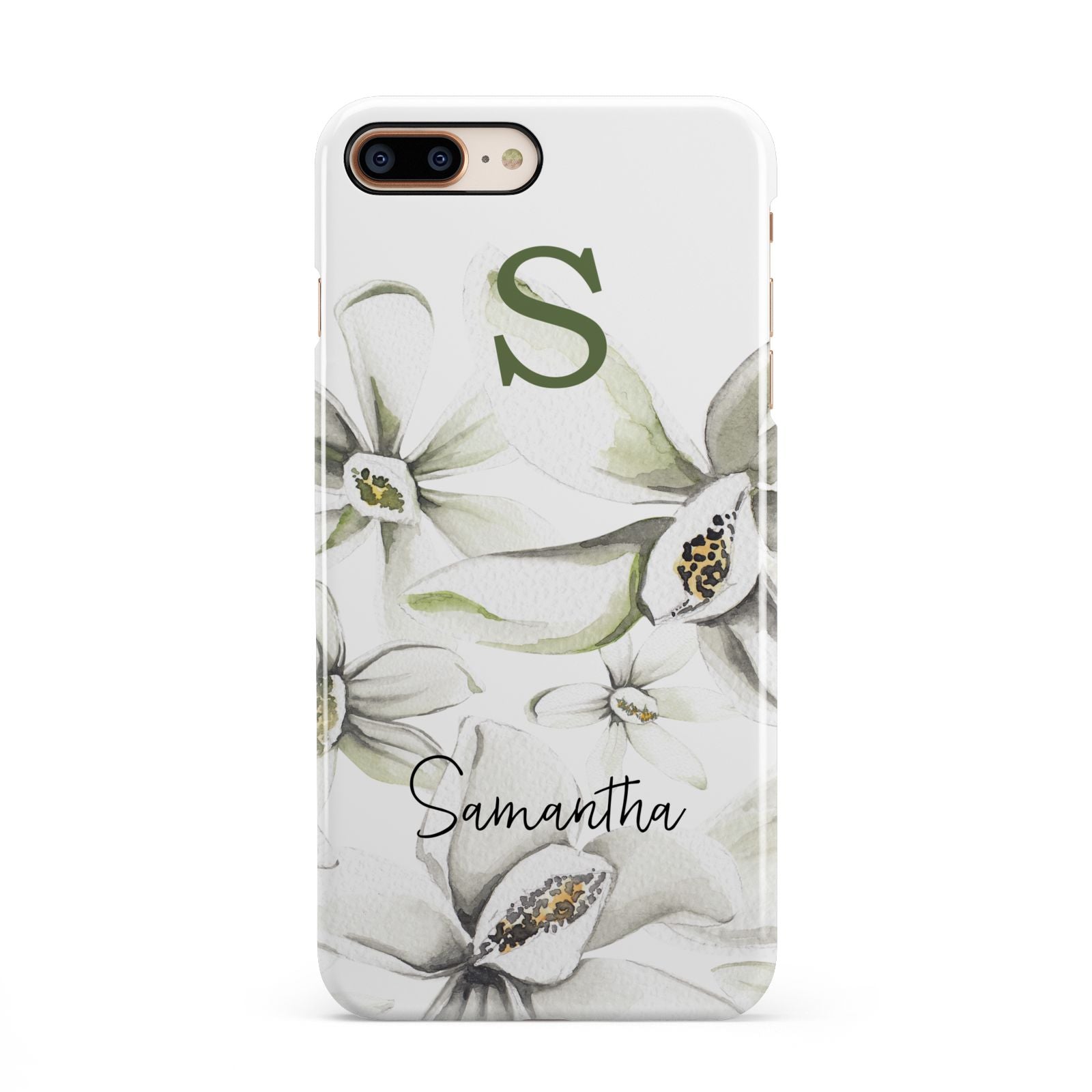 Personalised Orange Blossom iPhone 8 Plus 3D Snap Case on Gold Phone