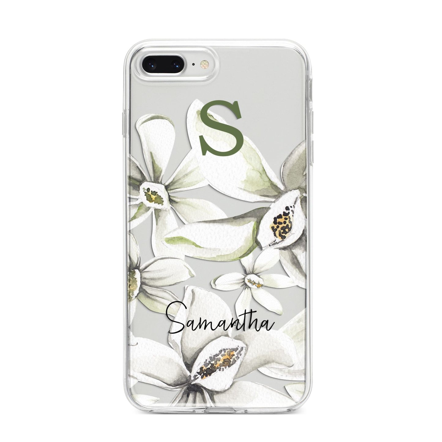 Personalised Orange Blossom iPhone 8 Plus Bumper Case on Silver iPhone