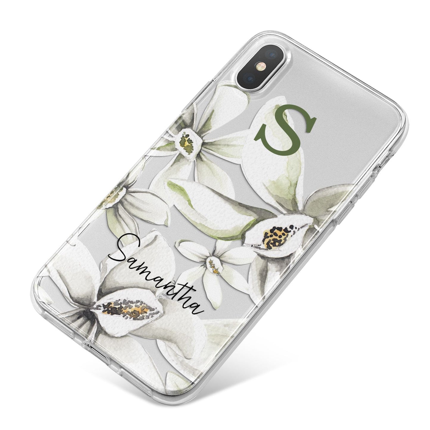 Personalised Orange Blossom iPhone X Bumper Case on Silver iPhone