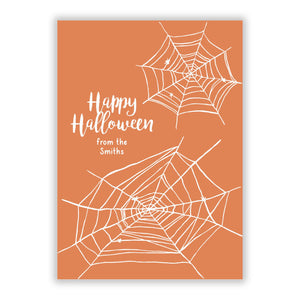 Personalised Orange Cobweb Greetings Card