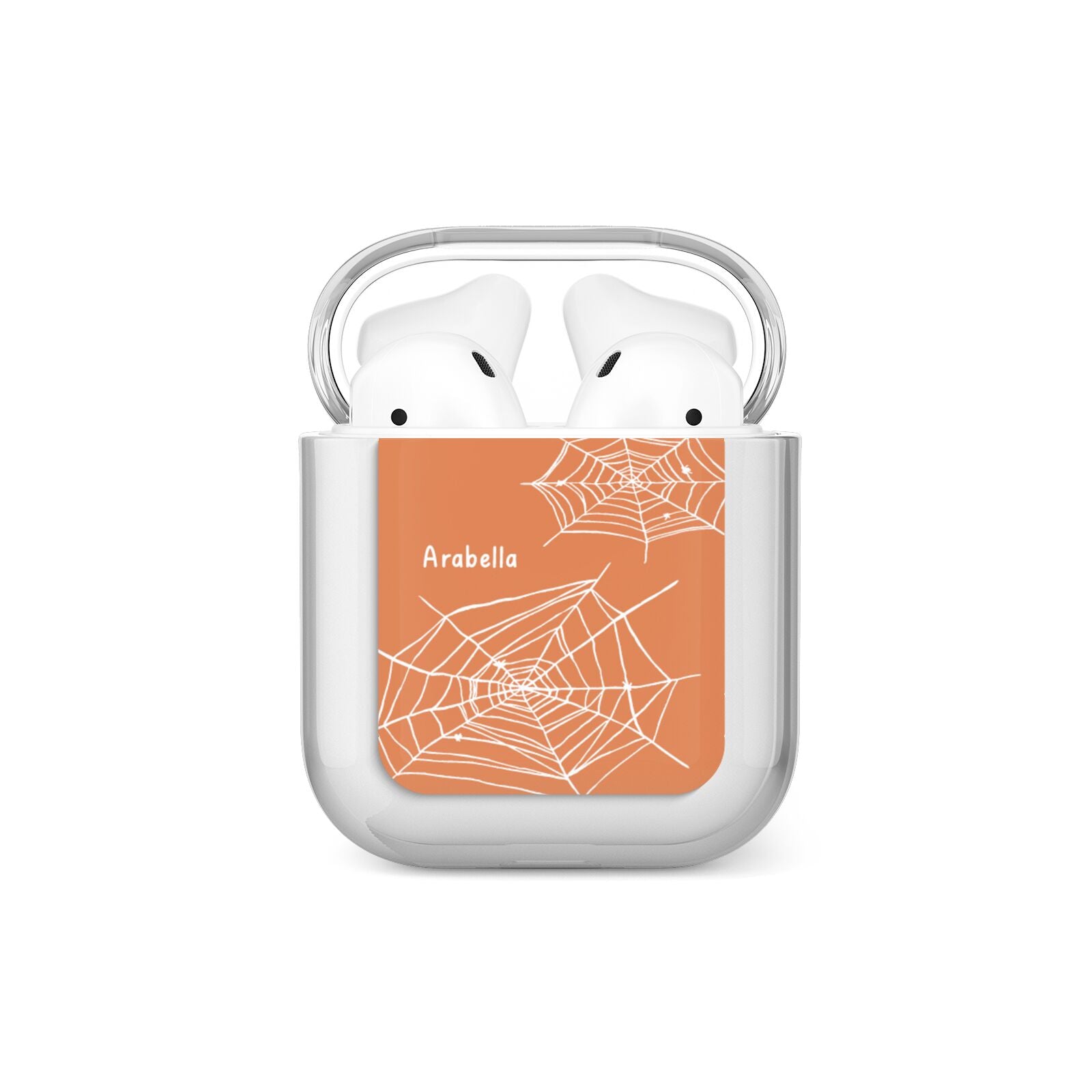 Personalised Orange Cobweb AirPods Case