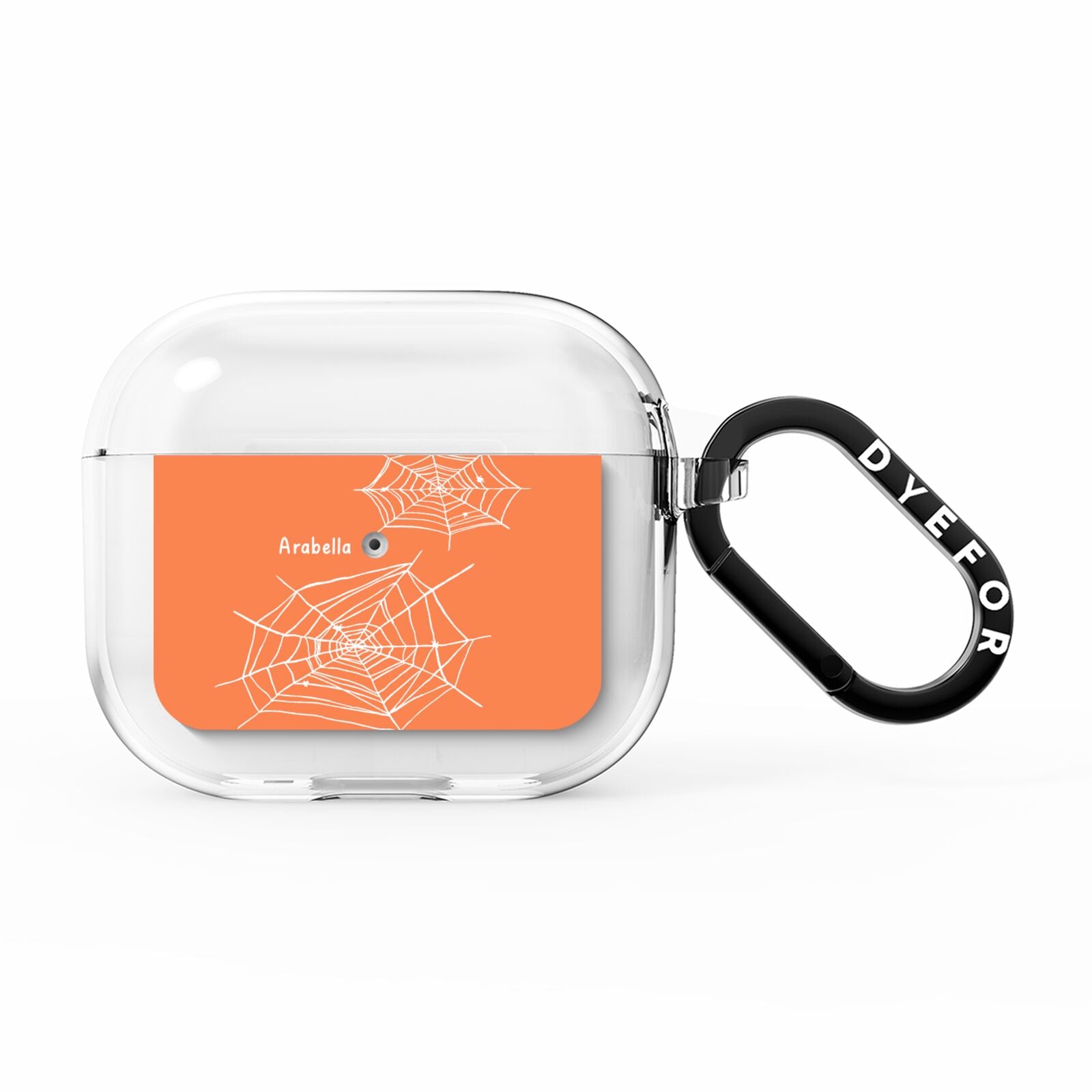 Personalised Orange Cobweb AirPods Clear Case 3rd Gen