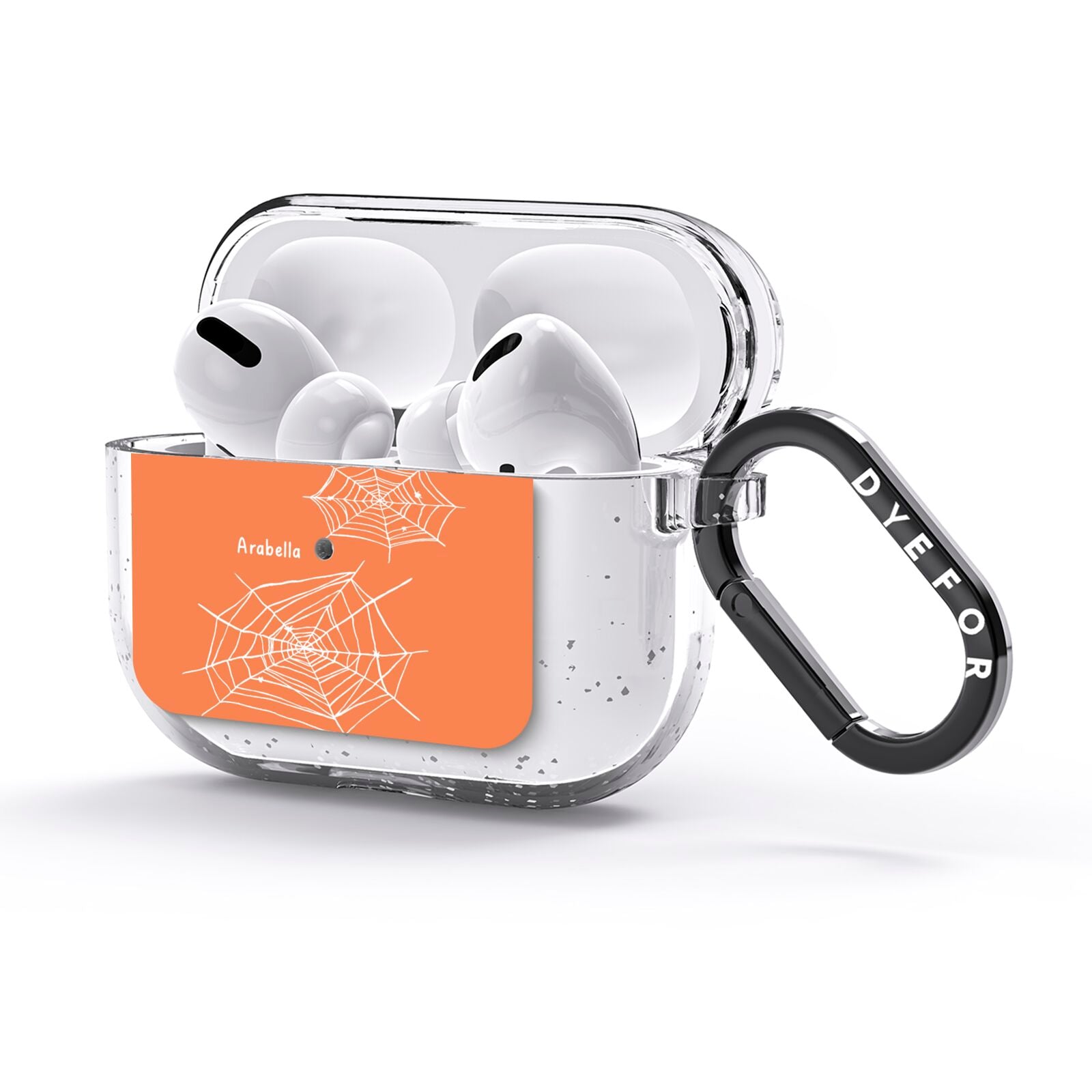 Personalised Orange Cobweb AirPods Glitter Case 3rd Gen Side Image