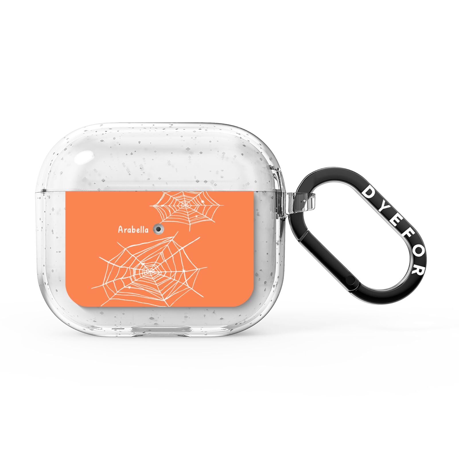 Personalised Orange Cobweb AirPods Glitter Case 3rd Gen