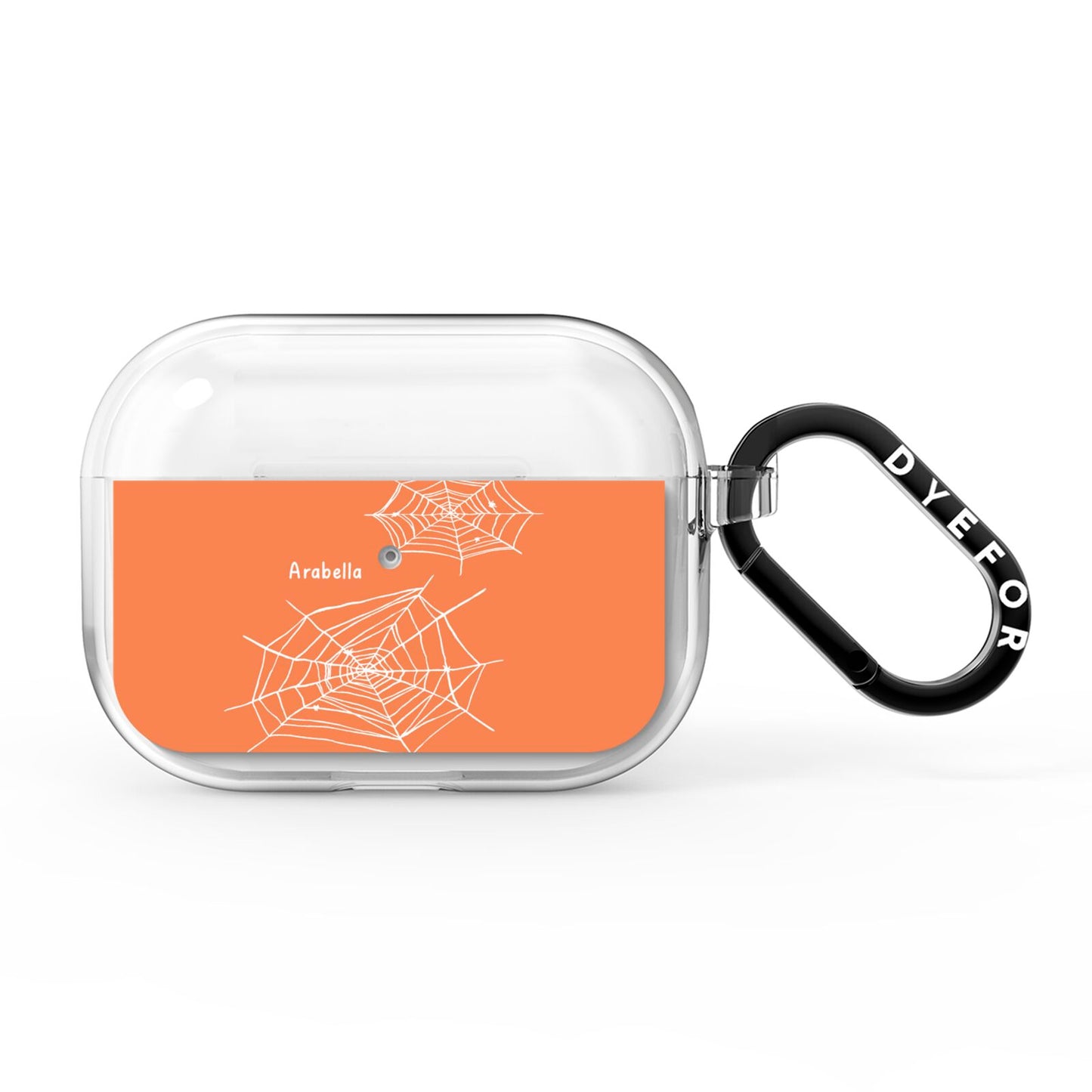 Personalised Orange Cobweb AirPods Pro Clear Case
