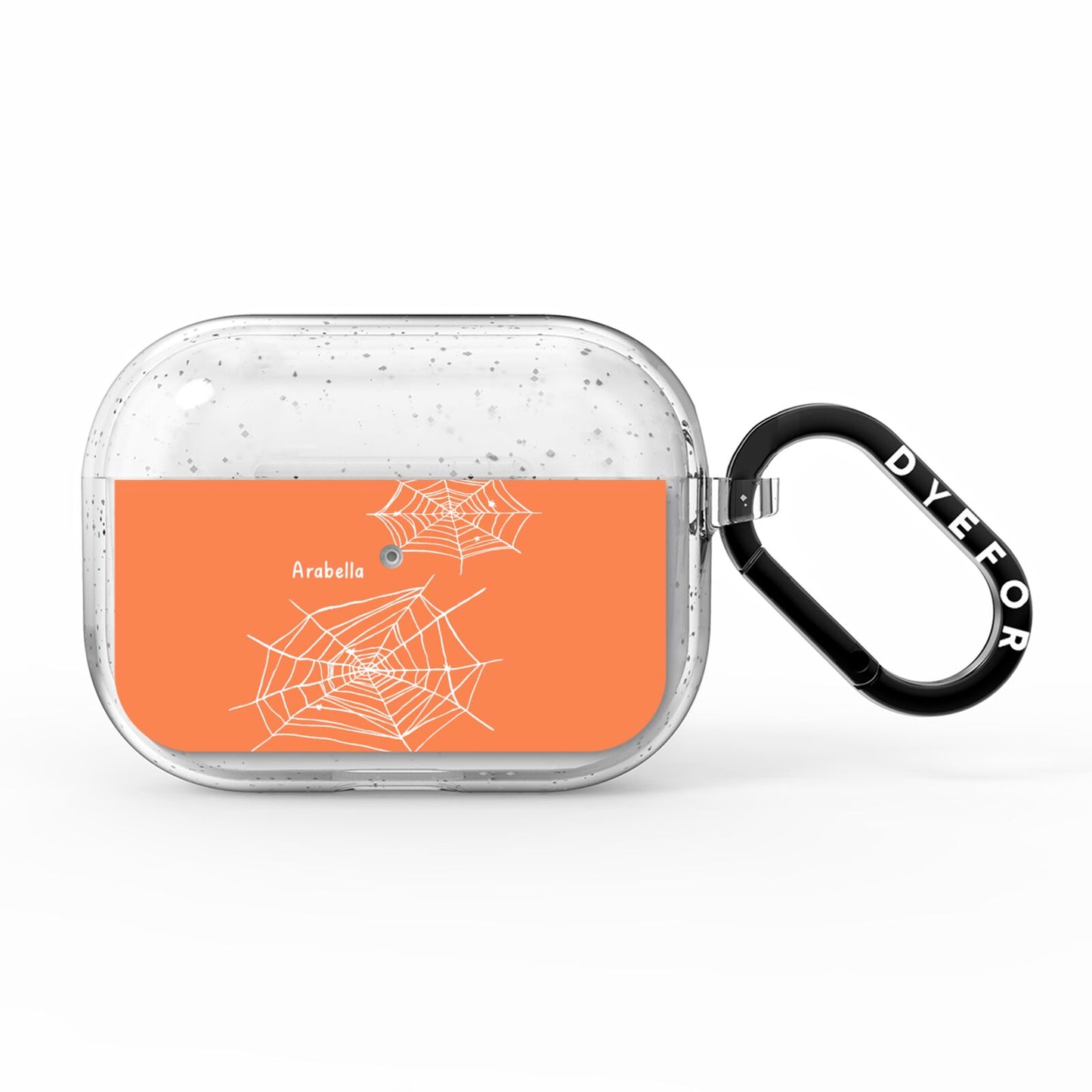 Personalised Orange Cobweb AirPods Pro Glitter Case