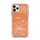 Personalised Orange Cobweb Apple iPhone 11 Pro in Silver with Pink Impact Case