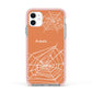 Personalised Orange Cobweb Apple iPhone 11 in White with Pink Impact Case