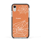 Personalised Orange Cobweb Apple iPhone XR Impact Case Black Edge on Silver Phone