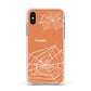 Personalised Orange Cobweb Apple iPhone Xs Impact Case Pink Edge on Gold Phone