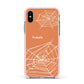 Personalised Orange Cobweb Apple iPhone Xs Impact Case Pink Edge on Silver Phone
