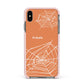 Personalised Orange Cobweb Apple iPhone Xs Max Impact Case Pink Edge on Black Phone