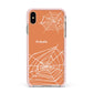 Personalised Orange Cobweb Apple iPhone Xs Max Impact Case Pink Edge on Gold Phone
