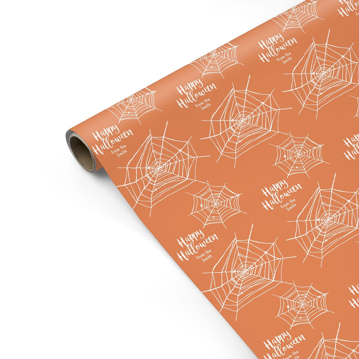 Personalised Orange Cobweb Personalised Gift Wrap