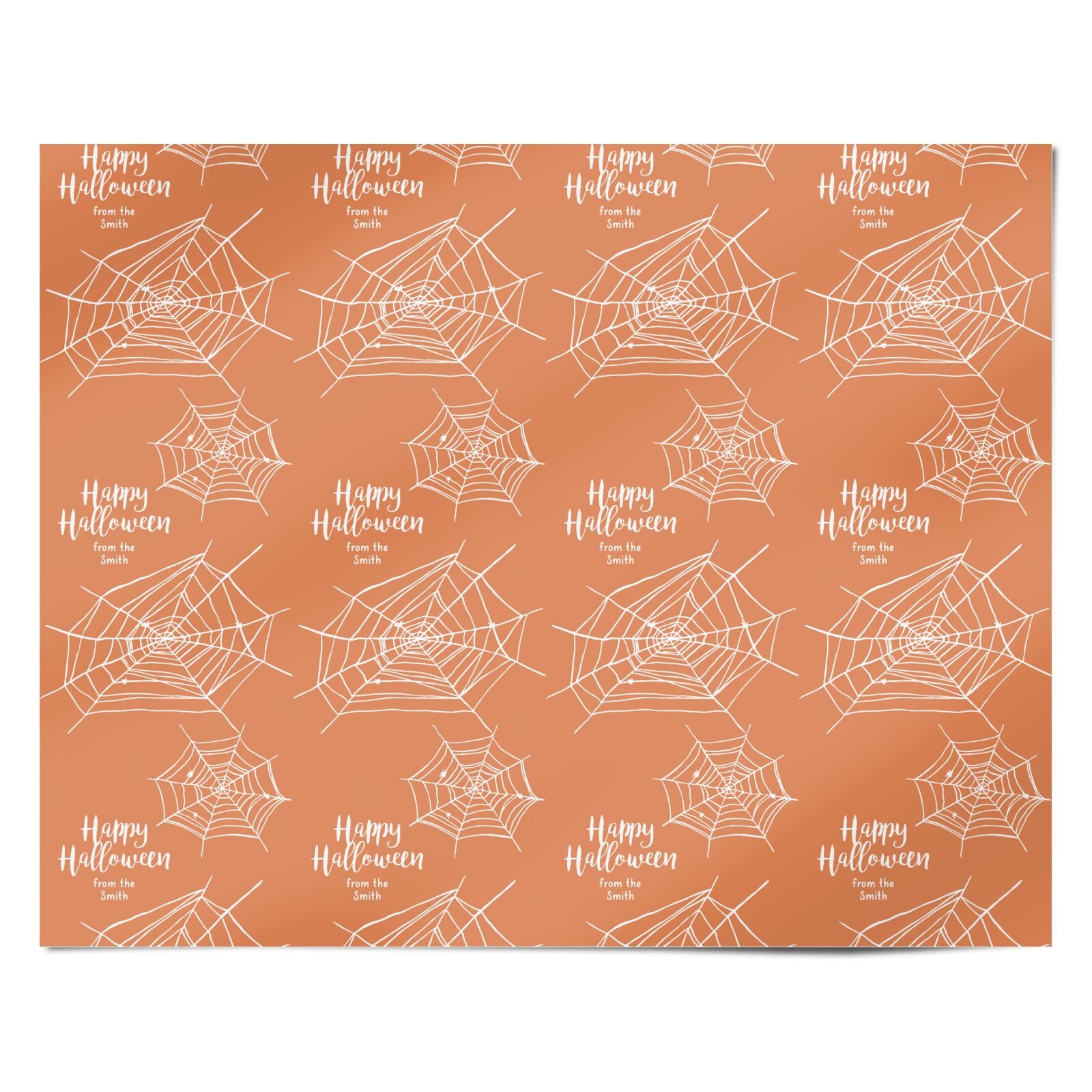 Personalised Orange Cobweb Personalised Wrapping Paper Alternative