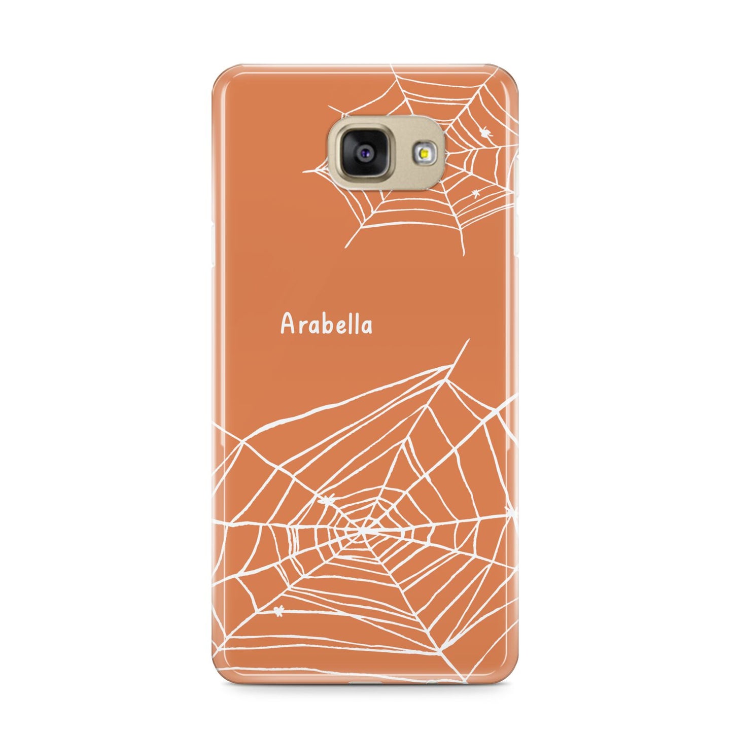 Personalised Orange Cobweb Samsung Galaxy A9 2016 Case on gold phone