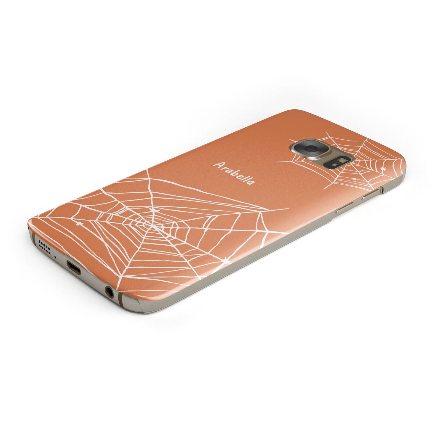 Personalised Orange Cobweb Samsung Galaxy Case Bottom Cutout
