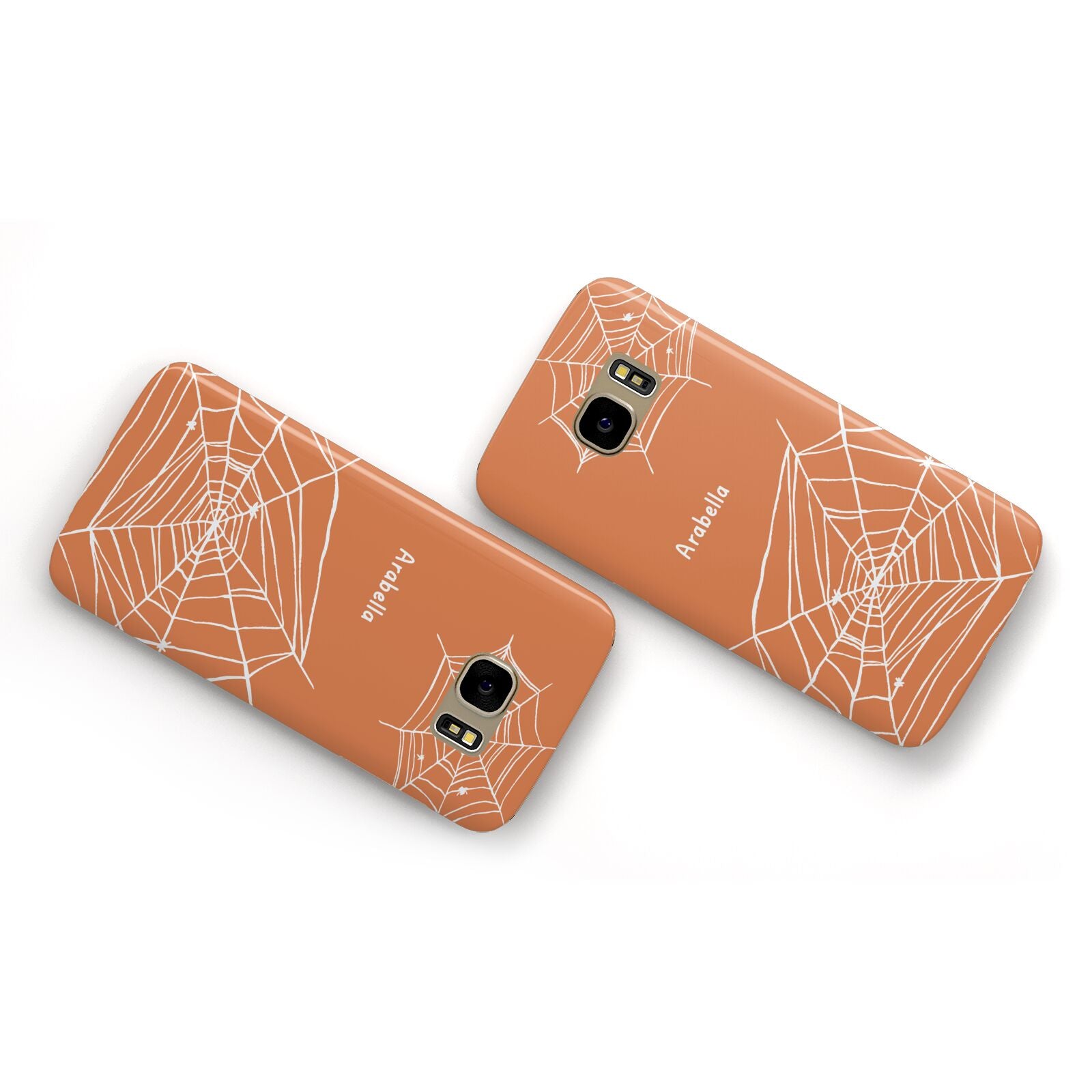 Personalised Orange Cobweb Samsung Galaxy Case Flat Overview