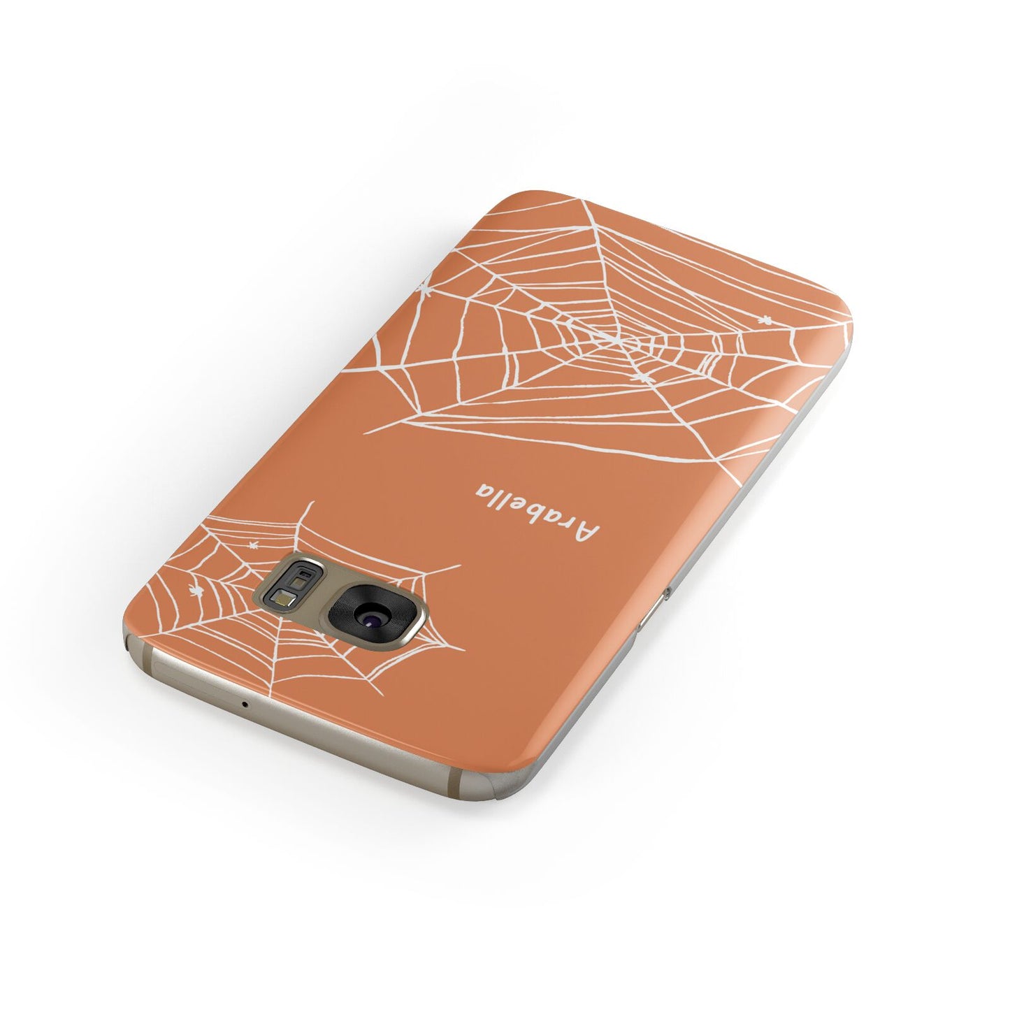 Personalised Orange Cobweb Samsung Galaxy Case Front Close Up