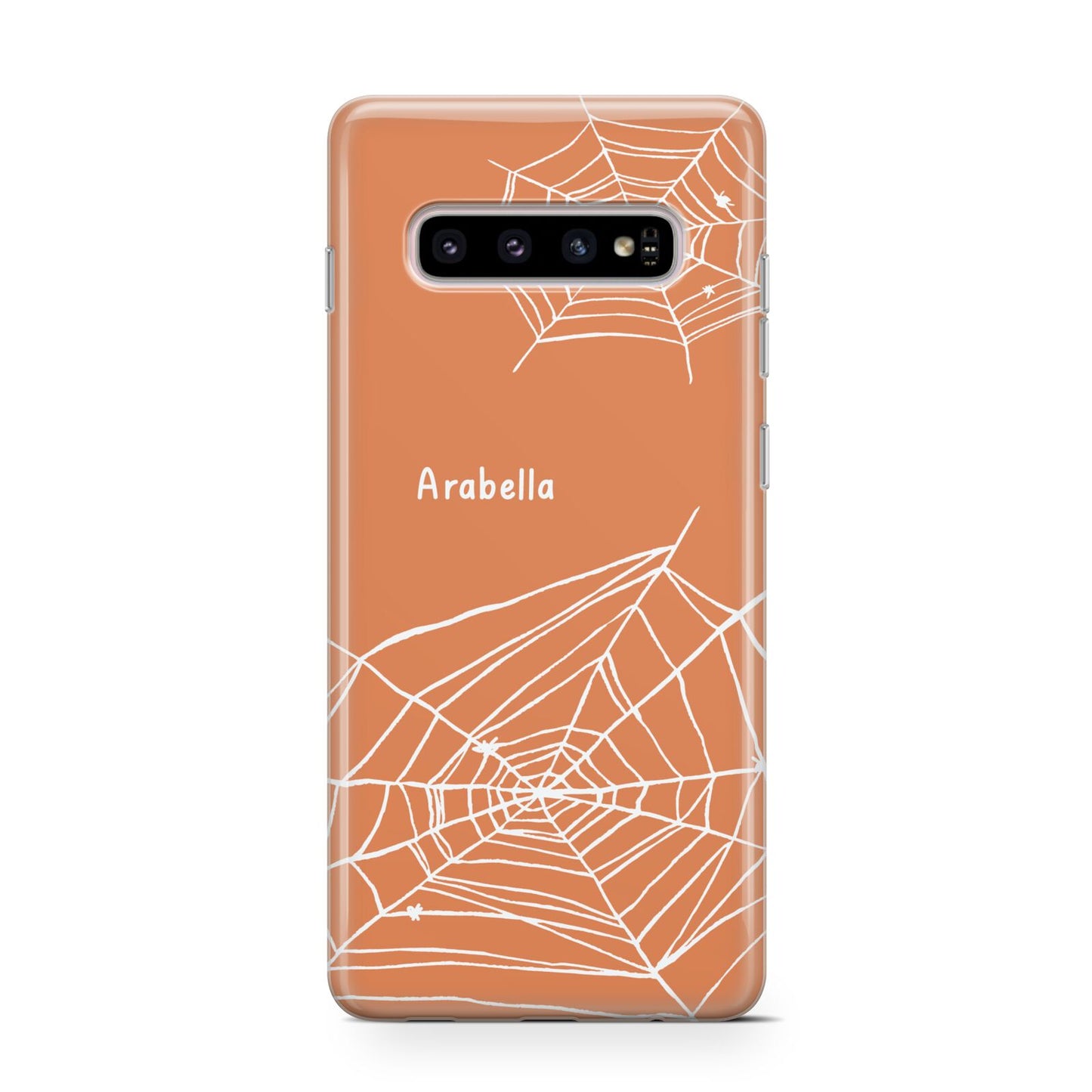 Personalised Orange Cobweb Samsung Galaxy S10 Case