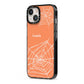 Personalised Orange Cobweb iPhone 13 Black Impact Case Side Angle on Silver phone