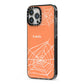 Personalised Orange Cobweb iPhone 13 Pro Max Black Impact Case Side Angle on Silver phone
