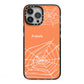 Personalised Orange Cobweb iPhone 13 Pro Max Black Impact Case on Silver phone