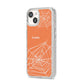 Personalised Orange Cobweb iPhone 14 Glitter Tough Case Starlight Angled Image