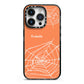 Personalised Orange Cobweb iPhone 14 Pro Black Impact Case on Silver phone