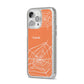 Personalised Orange Cobweb iPhone 14 Pro Max Glitter Tough Case Silver Angled Image