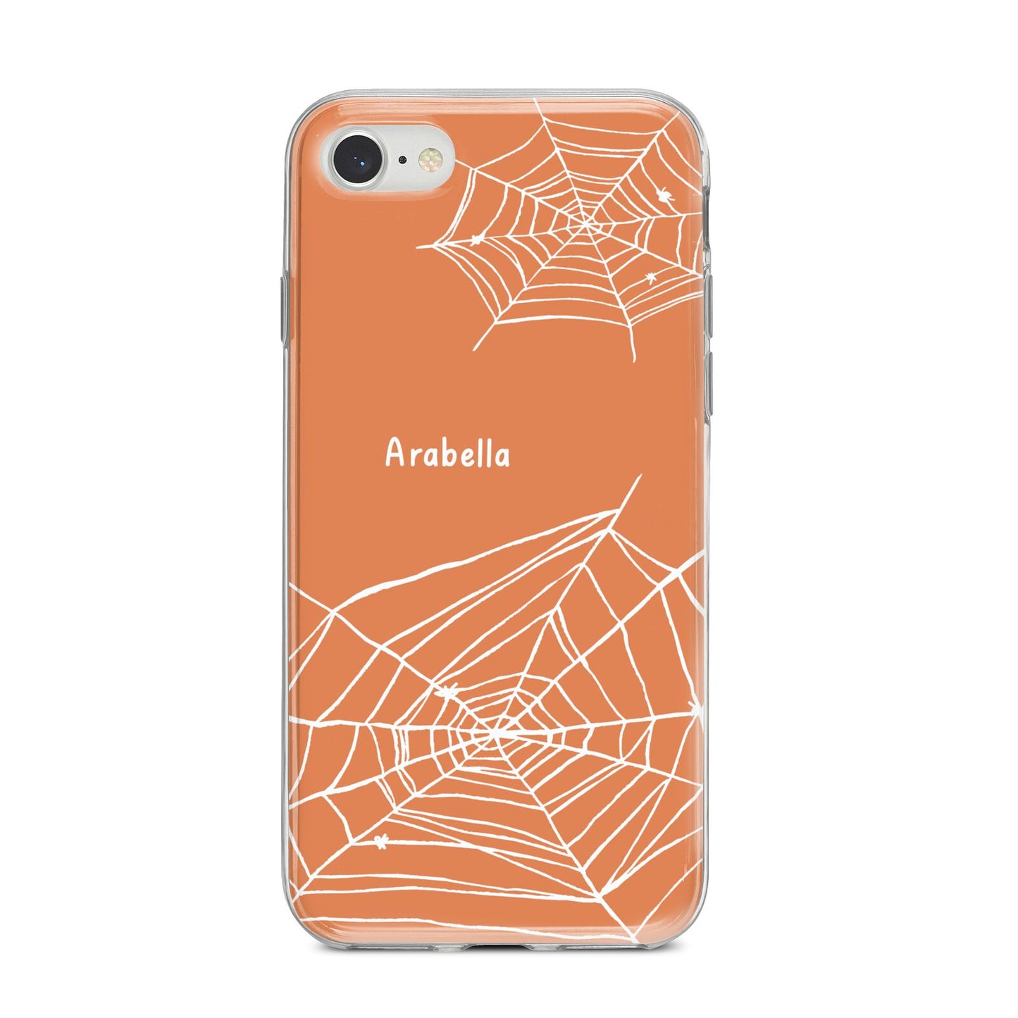Personalised Orange Cobweb iPhone 8 Bumper Case on Silver iPhone