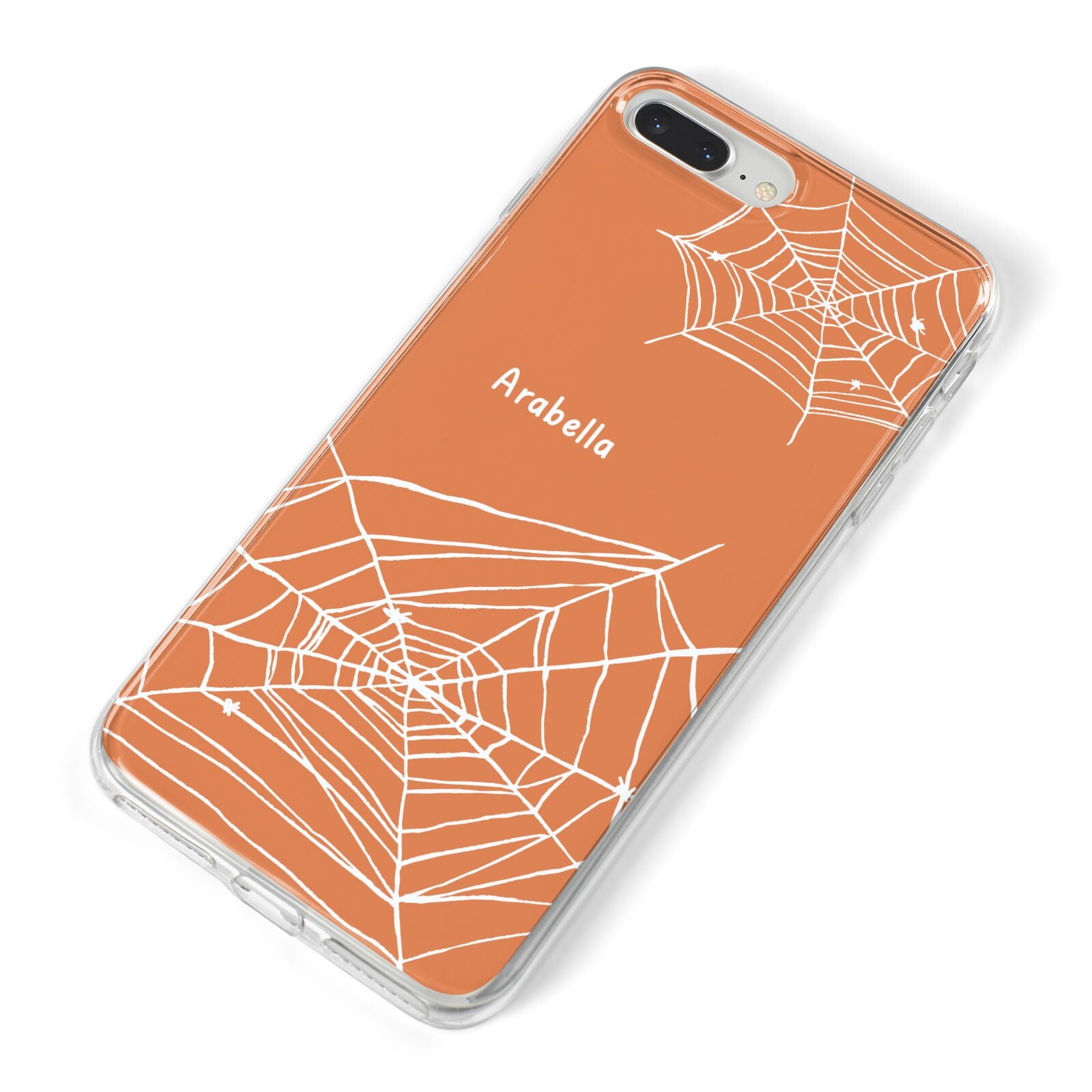 Personalised Orange Cobweb iPhone 8 Plus Bumper Case on Silver iPhone Alternative Image
