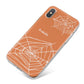 Personalised Orange Cobweb iPhone X Bumper Case on Silver iPhone